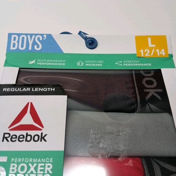 Boys Performance Boxer Briefs Reebok Size L Large (12/14) 5 Pack Moisture Wick - Picture 4 of 6